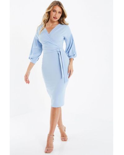 Quiz Blue Wrap Midi Dress