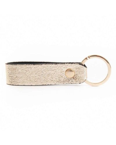 Purapiel Key Ring Mikeyglam In Gold Leather - White