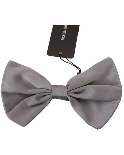 Dolce & Gabbana Silk Adjustable Neck Bow Tie - Grey
