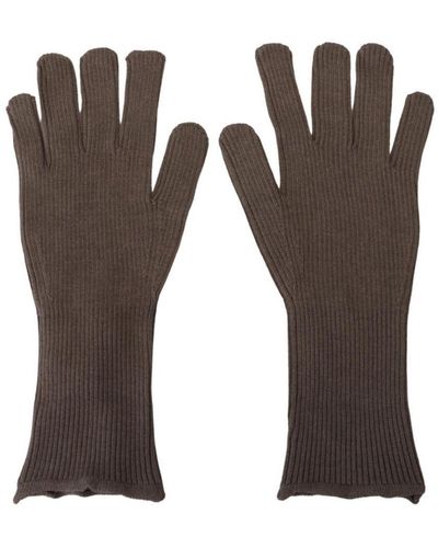 Dolce & Gabbana Grey Cashmere Knitted Winter Gloves - Brown