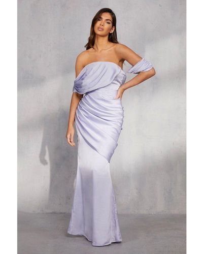 MissPap Maggie Premium Satin Corset Draped Gown - Grey