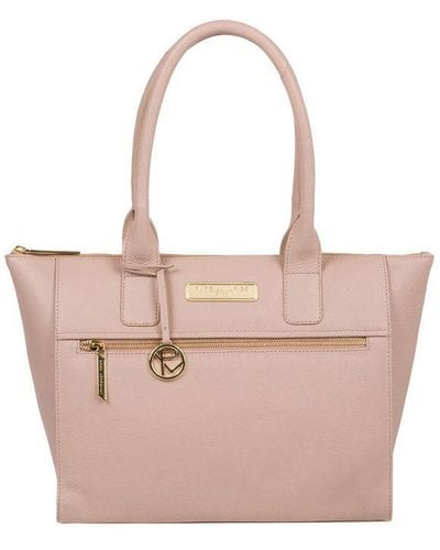 Pure Luxuries 'Faye' Blush Leather Tote Bag - Pink