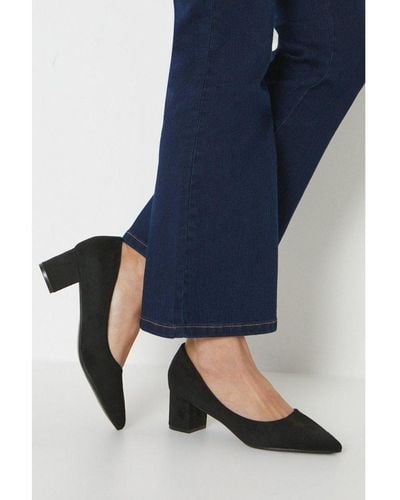 Wallis Diani Pointed Low Block Heel Court Shoes - Blue