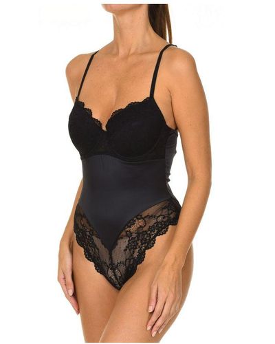 Guess Strappy Bodysuit With Lace - Black