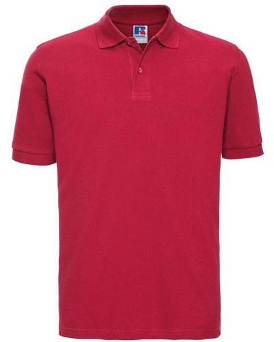 Russell 100% Cotton Short Sleeve Polo Shirt (Classic) - Red