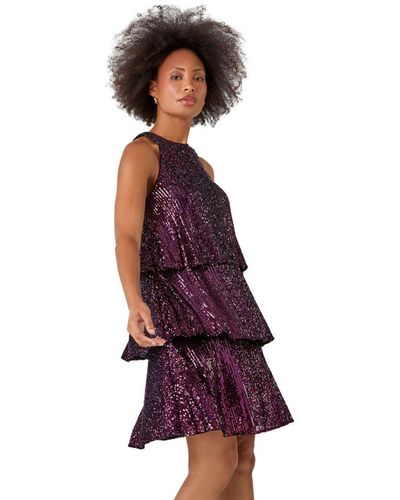 D.u.s.k Sequin Embellished Tiered Stretch Dress