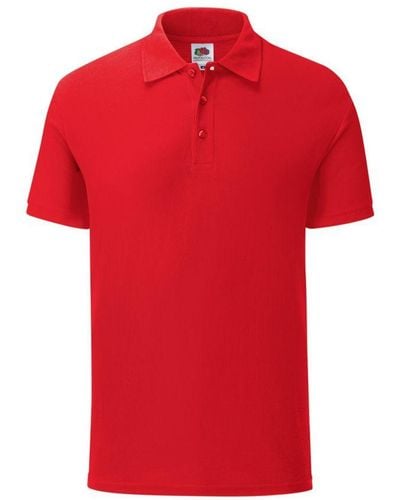 Fruit Of The Loom Iconic Pique Polo Shirt - Red