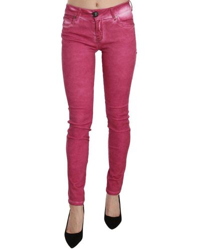 Dolce & Gabbana Pink Velvet Mid Waist Skinny Jeans