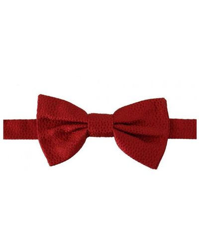 Dolce & Gabbana 100% Silk Slim Adjustable Neck Papillon Tie - Red