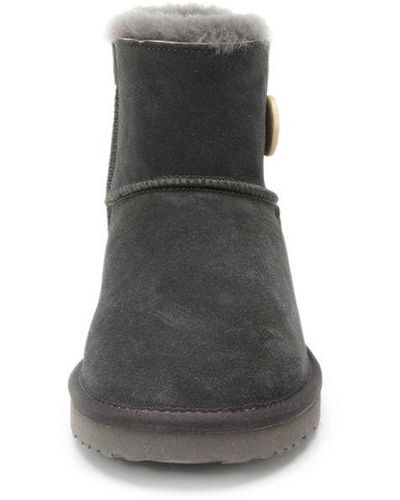 Aus Wooli Australia Short Sheepskin Button Boots - Black