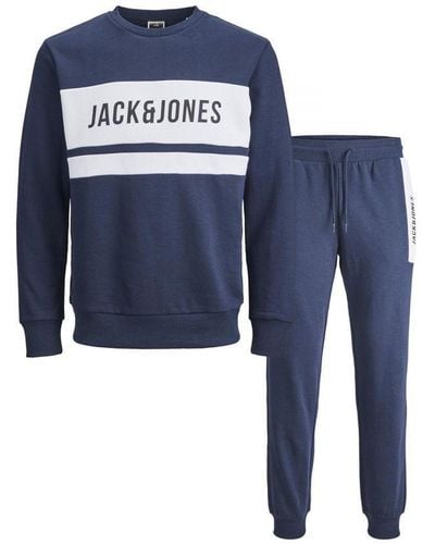 Jack & Jones Logo Sweat Tracksuit Set Cotton - Blue