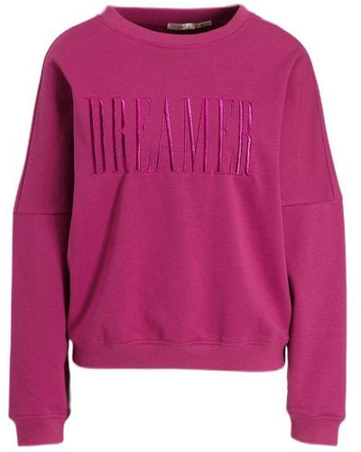 EsQualo Sweater Dreamer Met Tekst Paars - Roze