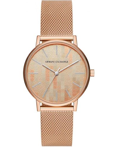 Armani Exchange Lola Rose Gold Watch Ax5584 Stainless Steel - Natural
