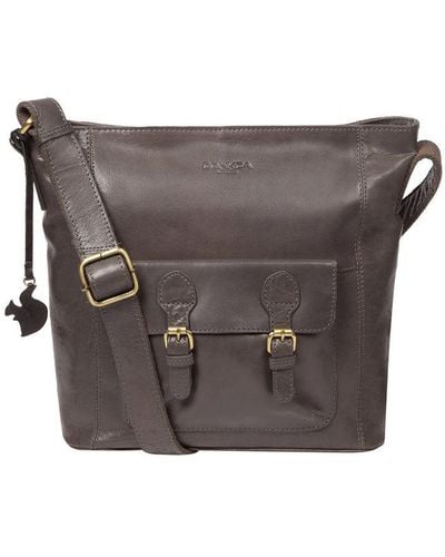 Conkca London 'Robyn' Slate Leather Shoulder Bag - Grey