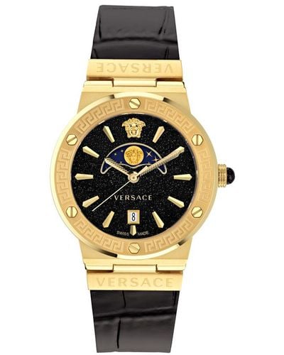 Versace Greca Logo Moonphase Watch Ve7G00123 Leather (Archived) - Metallic