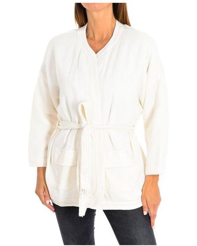 Karl Marc John Long Cardigan And Knotted Belt 8998 Woman Cotton - White