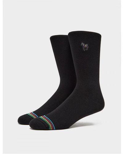 Paul Smith Zebra Logo Striped Socks - Black