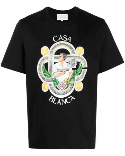 Casablancabrand T-shirt Met Le Joueur-print In Zwart