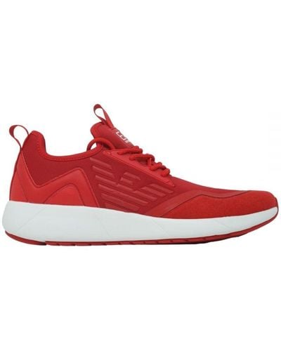EA7 Eagle Logo Lace Runner Rode Sneakers - Rood