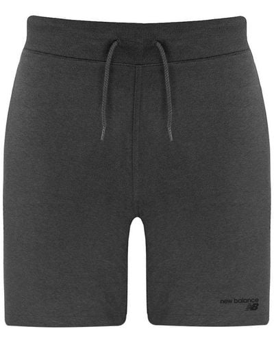 New Balance Stretch Graphic Logo Grey Classic Core Fleece Shorts Ms03901 Hc Cotton