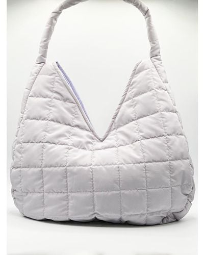 SVNX Oversized Soft Quilted Shoulder Bag Nylon - Grey