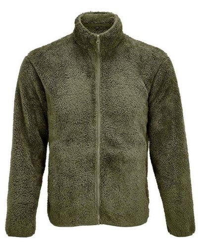 Sol's Adult Finch Fluffy Jacket (Army) - Green
