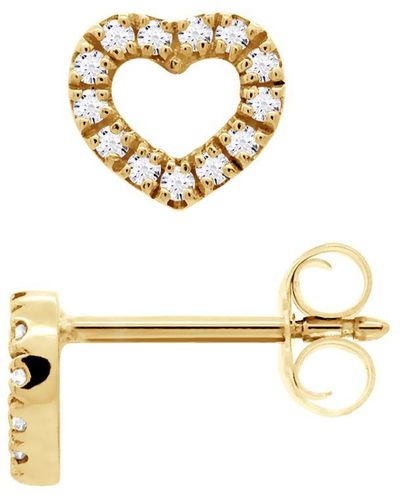 Diadema Diamond Earrings Hearts 0080 Cts Yellow Gold - Metallic