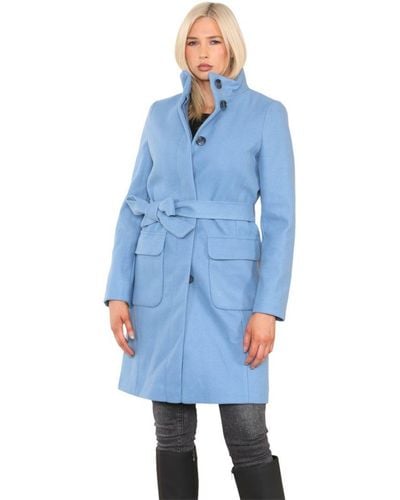 Marks & Spencer M&s Collection Ladies Belted Funnel Neck Trench Coat - Blue