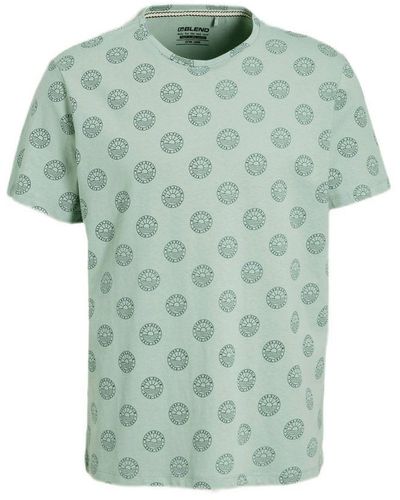 Blend Regular Fit T-shirt Met All Over Print Jadeite - Groen