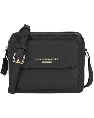 Bruno Magli Pebbled Leather Insignia Camera Bag - Black