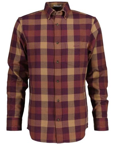 GANT Overhemd Regular Fit Visgraat Geruit In Rood