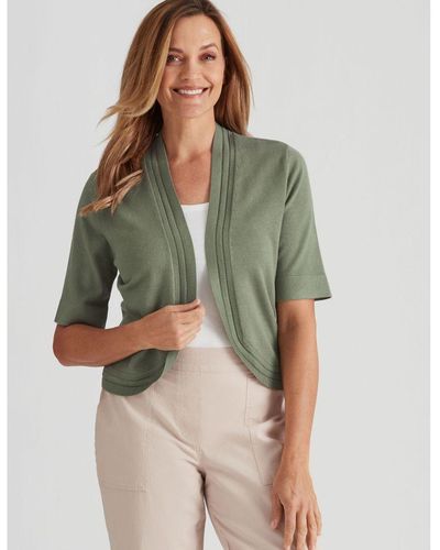Millers Short Sleeved Crop Cardigan Nylon - Green
