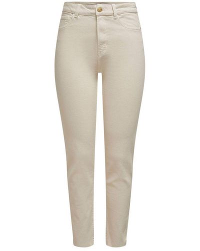 ONLY Cropped High Waist Straight Fit Jeans Onlemily Ecru - Naturel