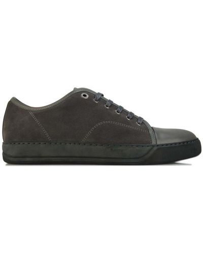 Lanvin Men's Matt Toe Cap Sneakers In Grey - Zwart