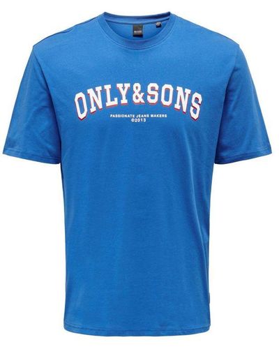 Only & Sons Regular Fit T-shirt Onscruyff Met Printopdruk Turkish Sea - Blauw