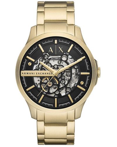 Armani Exchange Three-hand Date Gold-tone Stainless Steel Watch in Green  for Men | Lyst UK