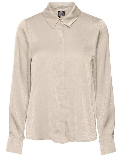 Vero Moda Geweven Blouse Vmpaulina Met Plooien Ecru - Naturel