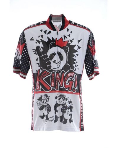 Dolce & Gabbana Wit King Panda Top Polyester Heren T-shirt - Meerkleurig