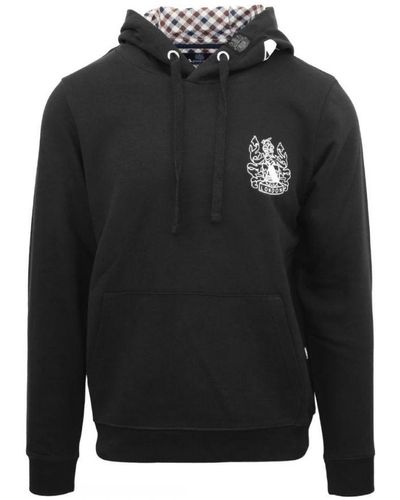 Aquascutum Branded Hood Hoodie - Black