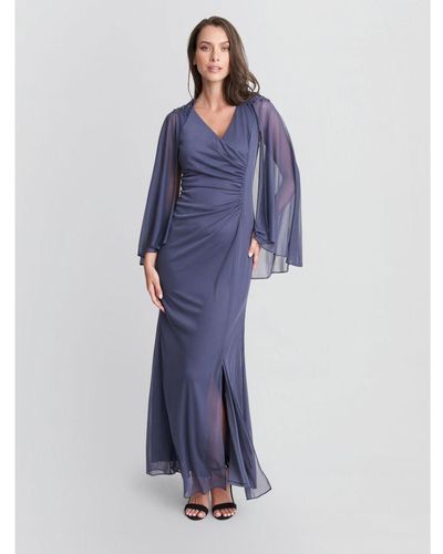 Gina Bacconi Kasandra Embellished Maxi Dress in Blue