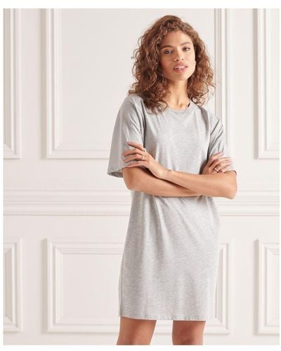 Superdry Cotton Modal T-shirt Dress - Grey