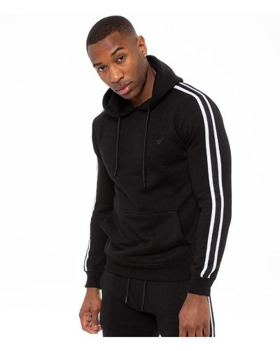 Enzo Pullover Striped Hoodie Cotton - Black