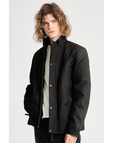 Barney & Taylor Barney&Taylor Quilted Buffalo Leather Coat - Black