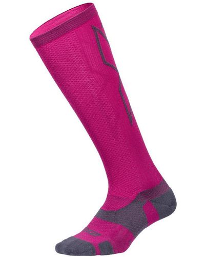 2XU Light Cushion Full Hot/ Length Socks Nylon - Pink