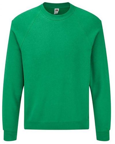 Fruit Of The Loom Adults Classic Raglan Sweatshirt (Heather) - Green