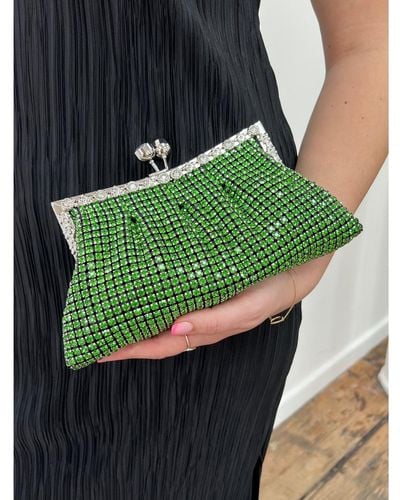 SVNX Crystal Clutch Bag Rhinestone - Green