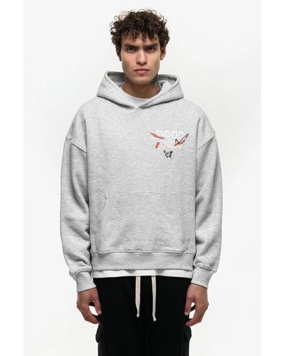 Good For Nothing Grey Oversized Cotton Blend Printed Hoodie