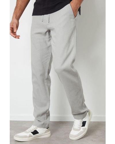 Threadbare Light Grey 'annual' Linen Blend Casual Trousers