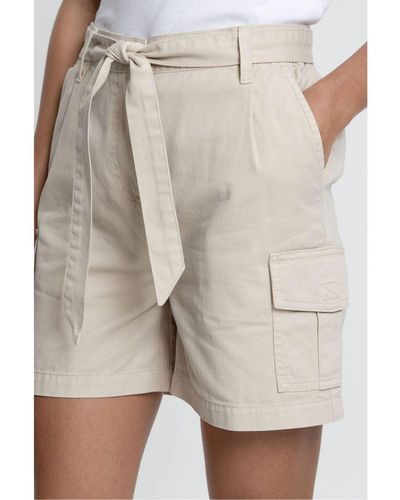 Threadbare Cotton 'Smile' Belted Cargo Shorts - Natural