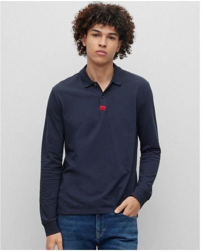 HUGO Deresolo222 Long Sleeved Polo Shirt - Blue